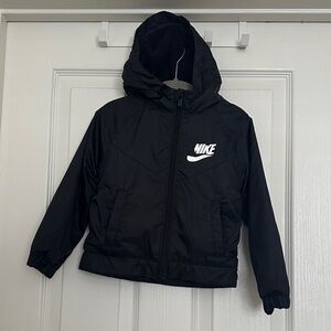 Nike Black Hooded Jacket with White Swoosh